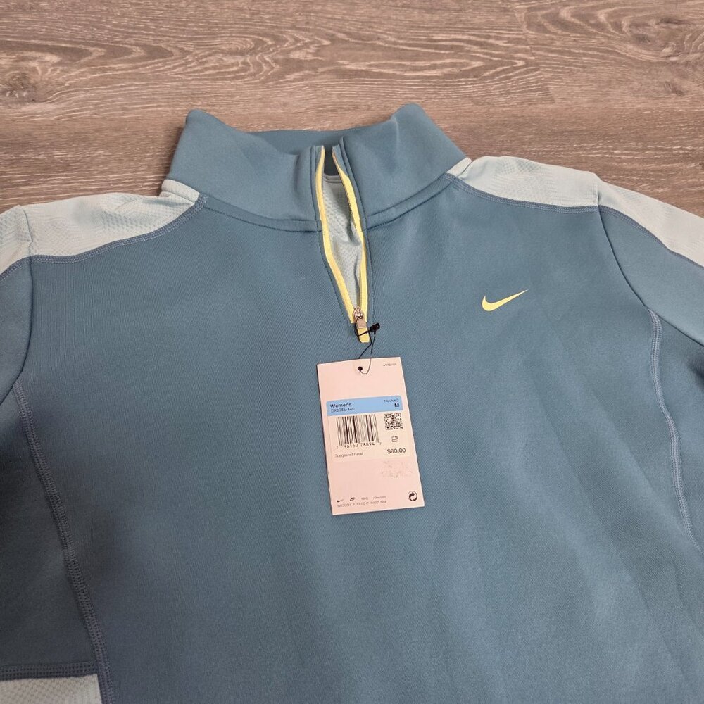 NWT Nike Women's Training Dri-FIT 1/4 Zip Long Sleeve Top Noise Aqua Blue Medium - Picture 5 of 15